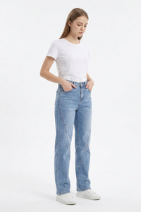 Women's Fall Classic Diagonal Seam Straight Leg Jeans