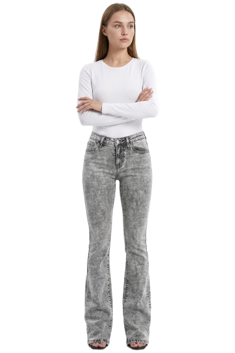 Women's High Waist Wash Slim Fit Flare Jeans