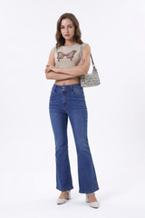 Women's High Waist Retro Stretch Flare Jeans