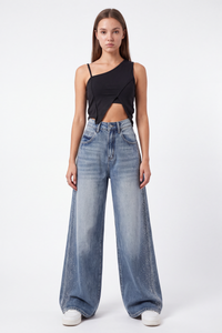 Women's Fall Side Hotfix Rhinestone Embellishment Jeans