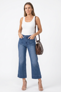 Women's Fall High Waist Wide Leg Cropped Jeans