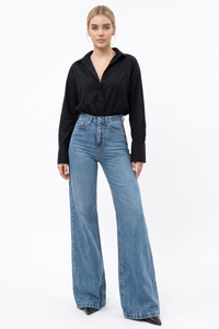 Women's Classic Wash High Waist Baggy Wide Leg Jeans