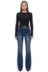 Women's Fall Washed High Waist Flare Jeans