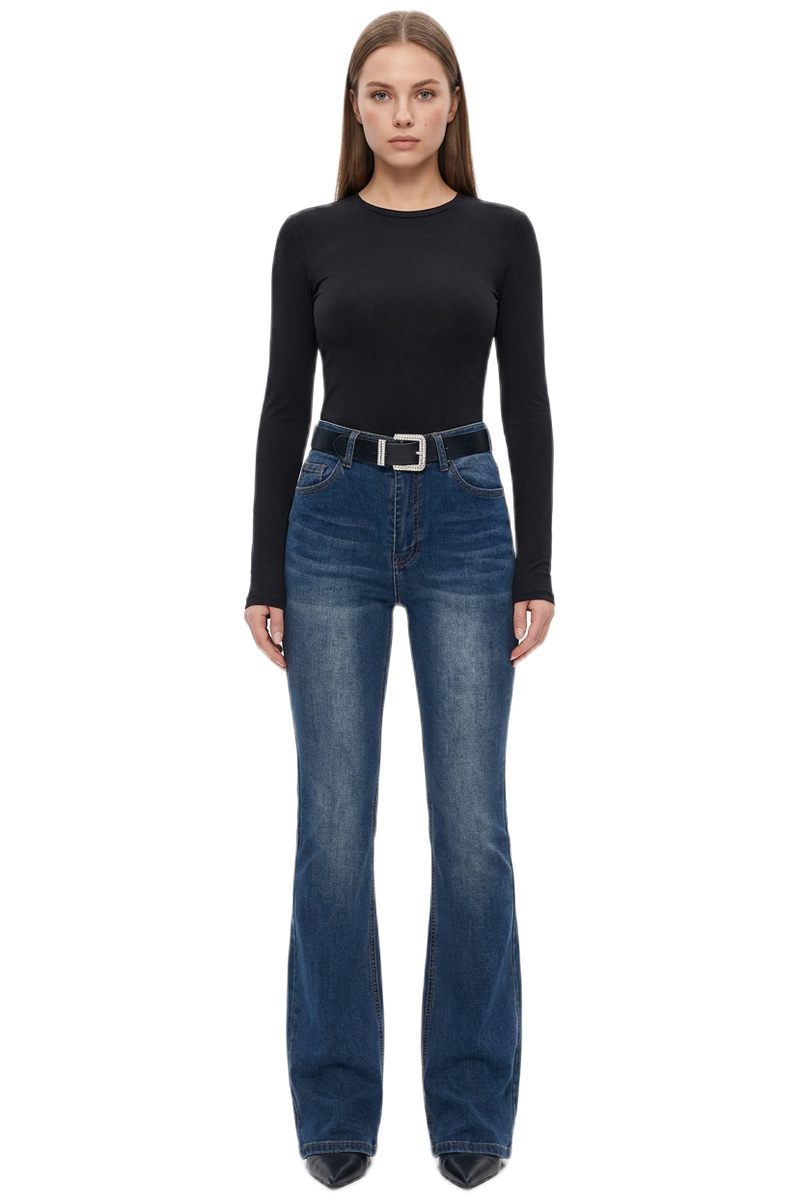 Women's Fall Washed High Waist Flare Jeans