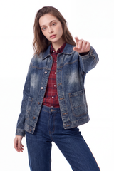 Women's Vintage Wash Relaxed Denim Jacket