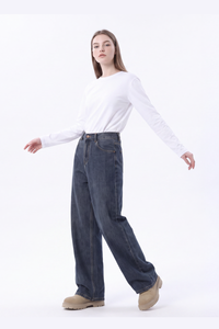 Women's 100% Cotton Vintage Relaxed-Fit Wide Leg Jeans