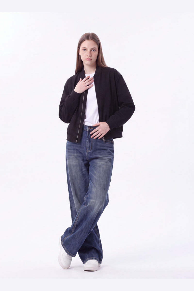 Women's 100% Cotton High Waist Relaxed-Fit Wide Leg Jeans