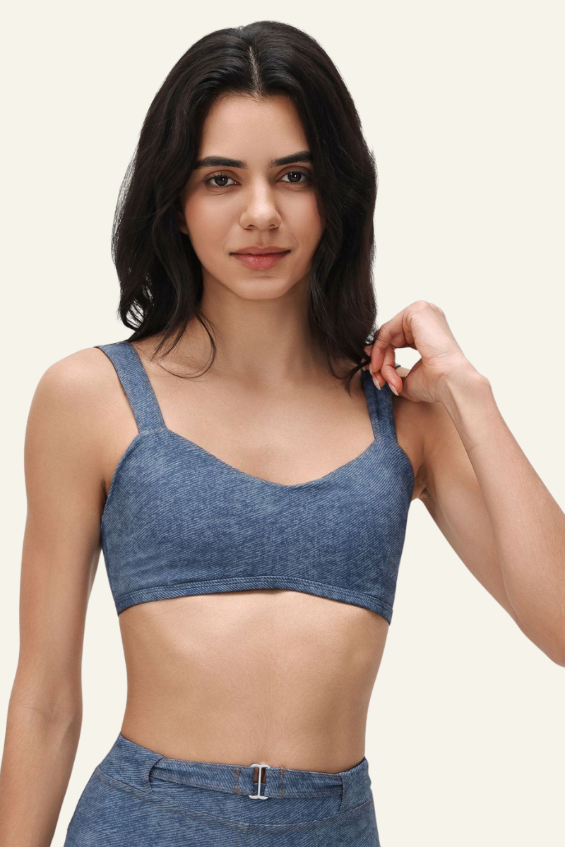 Women's Athletic V-neck Wide Shoulder Straps Bra
