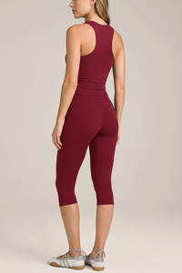 Women's Brushed Racerback Tank Top And Capri Yoga Set