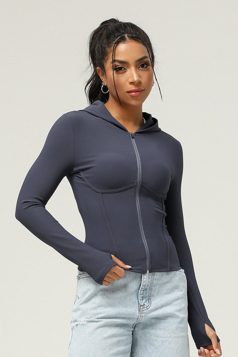 Women'S Hooded Slim Fit Sports Jacket