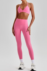 Women's Yoga Sets:Triangle Cup Bra & No Front Seam Leggings