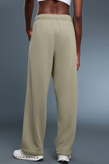 Women Loose Straight Leg Fleece-Lined Drawstring Casual Sport Pants