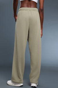 Women Loose Straight Leg Fleece-Lined Drawstring Casual Sport Pants