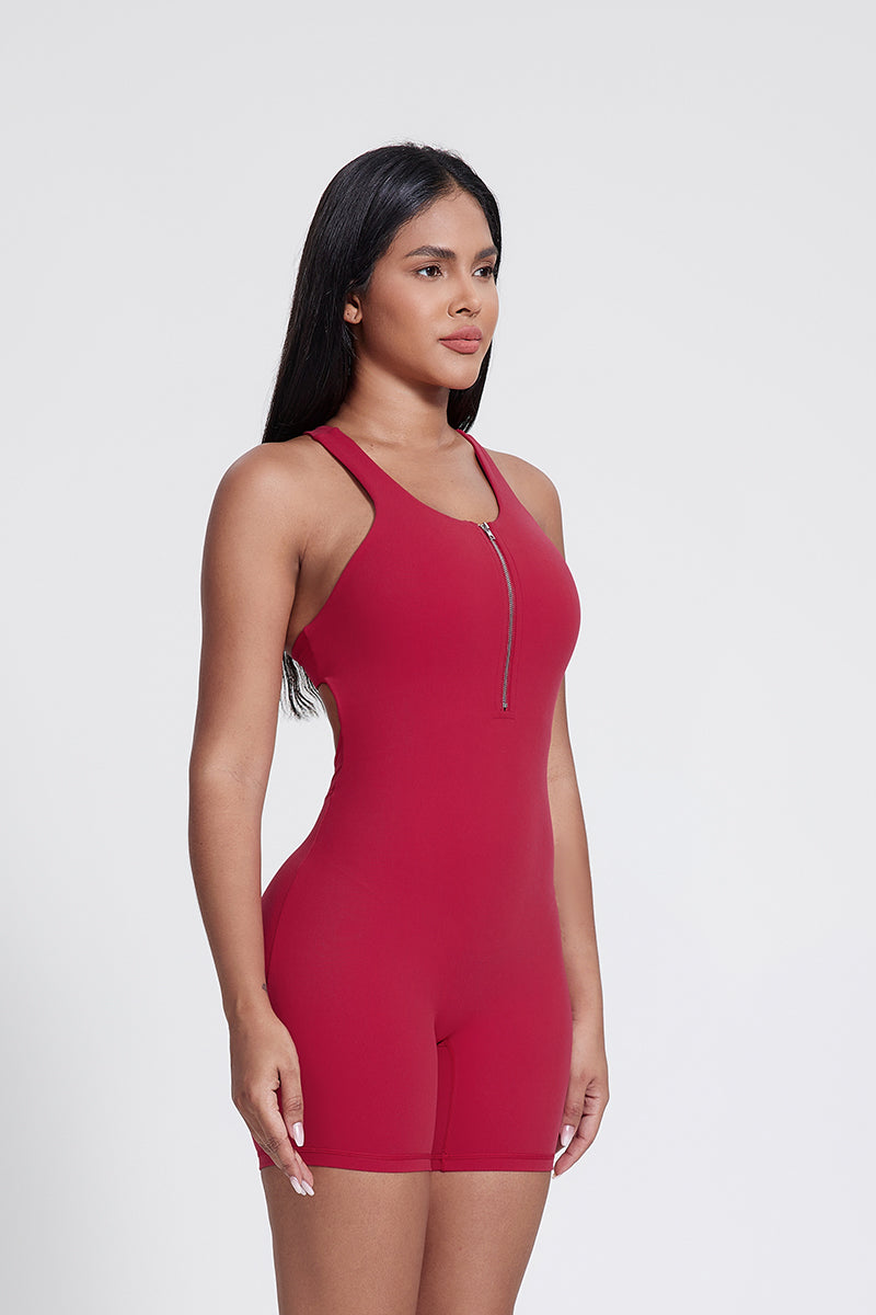 Women'S Zippered Sleeveless Fitness Dance Bodysuit