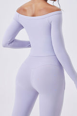 Women Off-Shoulder Sculpting Fitness Long Sleeves