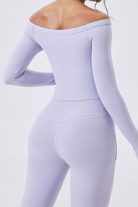 Women Off-Shoulder Sculpting Fitness Long Sleeves