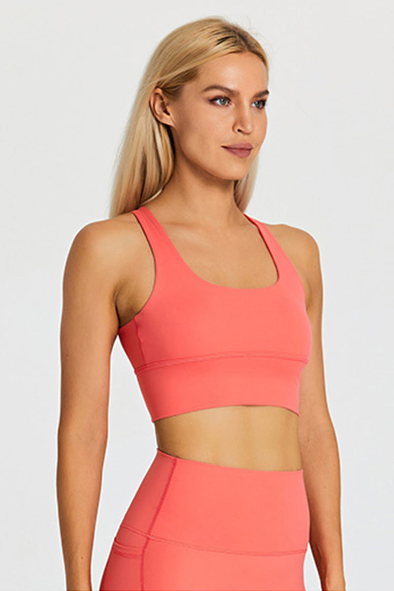 Detachable Chest Pad Cross-Back Sports Bra