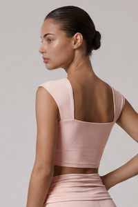 Women's Square Neck Padded Sports Cropped Top
