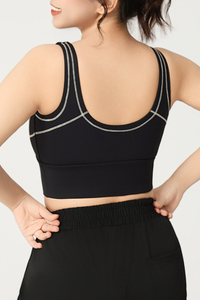 Plus Size Women's Color-Block Front Zipper Sports Bra