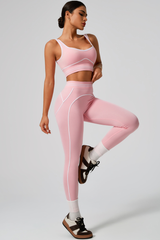 Women's Seamless Color-Block Sports Bra & Yoga Leggings Set