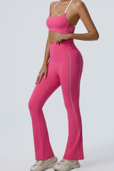 Women's Color-Block Sports Bra & Yoga Flare Pants Set