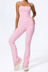 Women's Halter Neck Flared Leg Jumpsuit