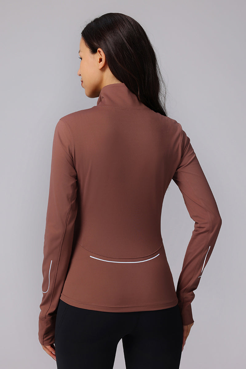 Women'S Slim Fit Sports Zipper Jacket With Thumb Hole