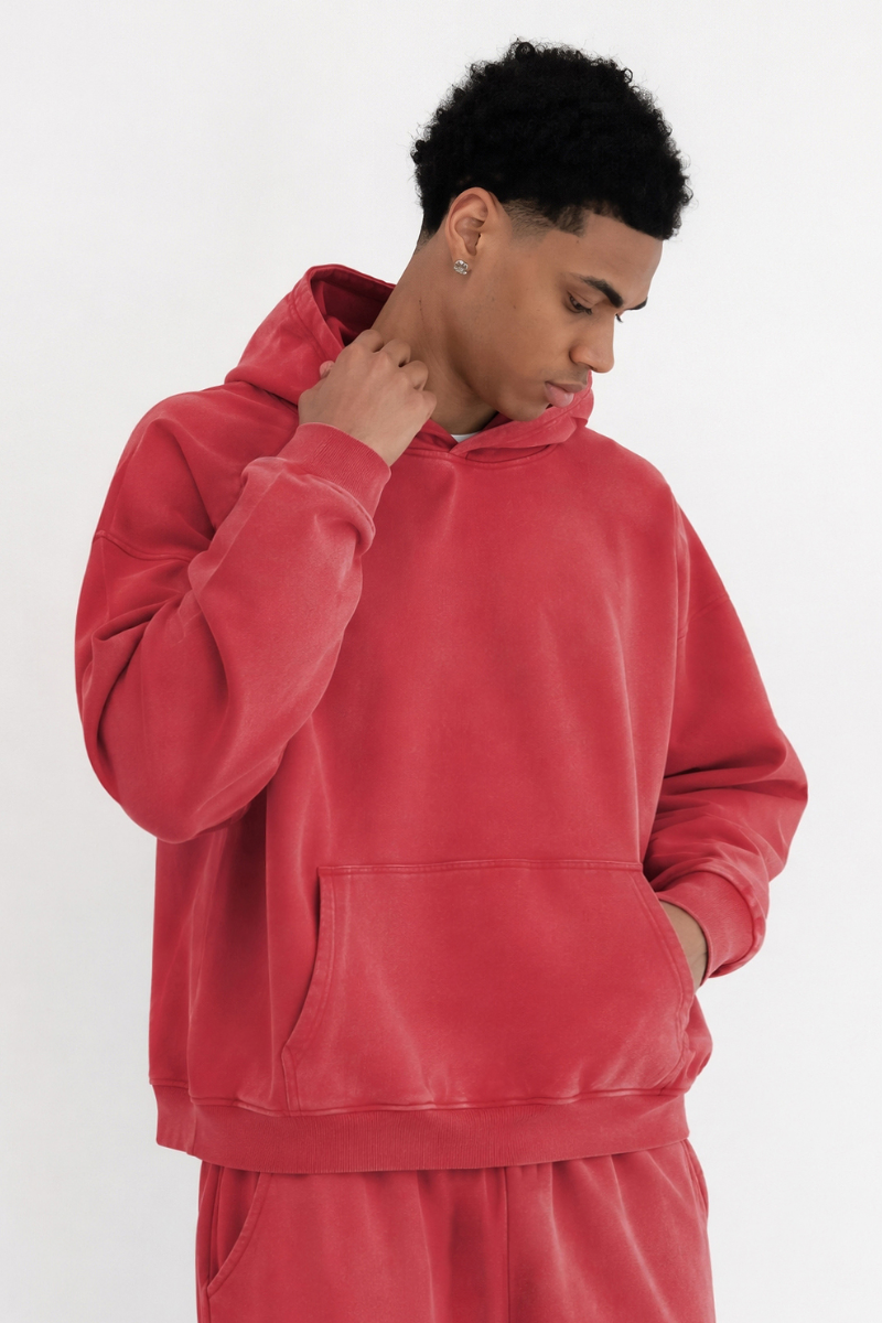 Men's  Fall 100% Cotton Washed Vintage Heavyweight Hoodie