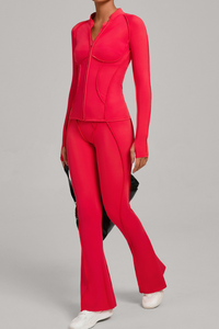 Ladies' zipper long-sleeve two-piece set