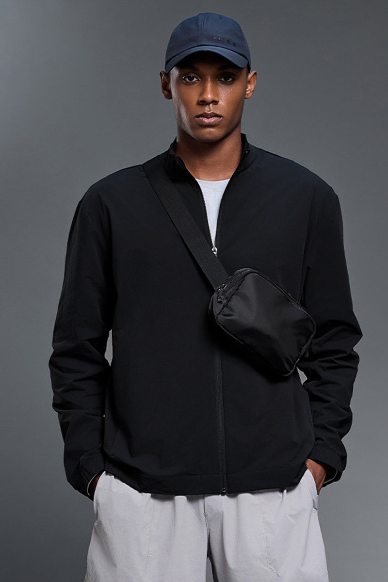 Men Stand Collar Windproof Loose Casual Zipper Jacket