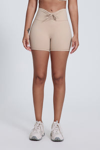 Women'S Pleated High-Waisted Hip Lift Yoga High-Stretch Skinny Shorts