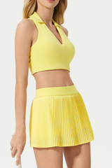 Women's Polo V Bra - Cut-Out Back Pleated Skirt Set