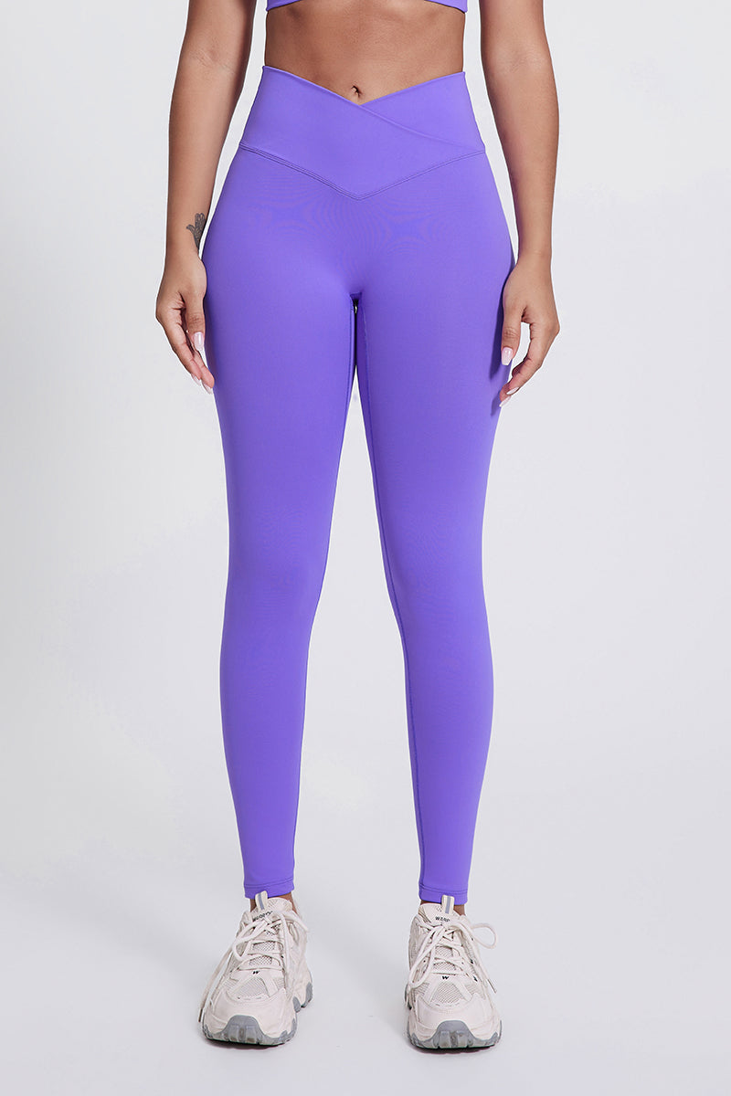 Women'S Bright Crossover High-Waisted Hip Lift Dance Stretch Cropped Pants