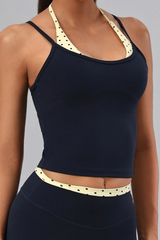 Women's Halterneck Polka Dot Cropped Workout Yoga Tank Top