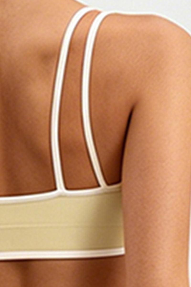 Women's U-Neck Color Clash Bra And Leggings Two Piece Sets