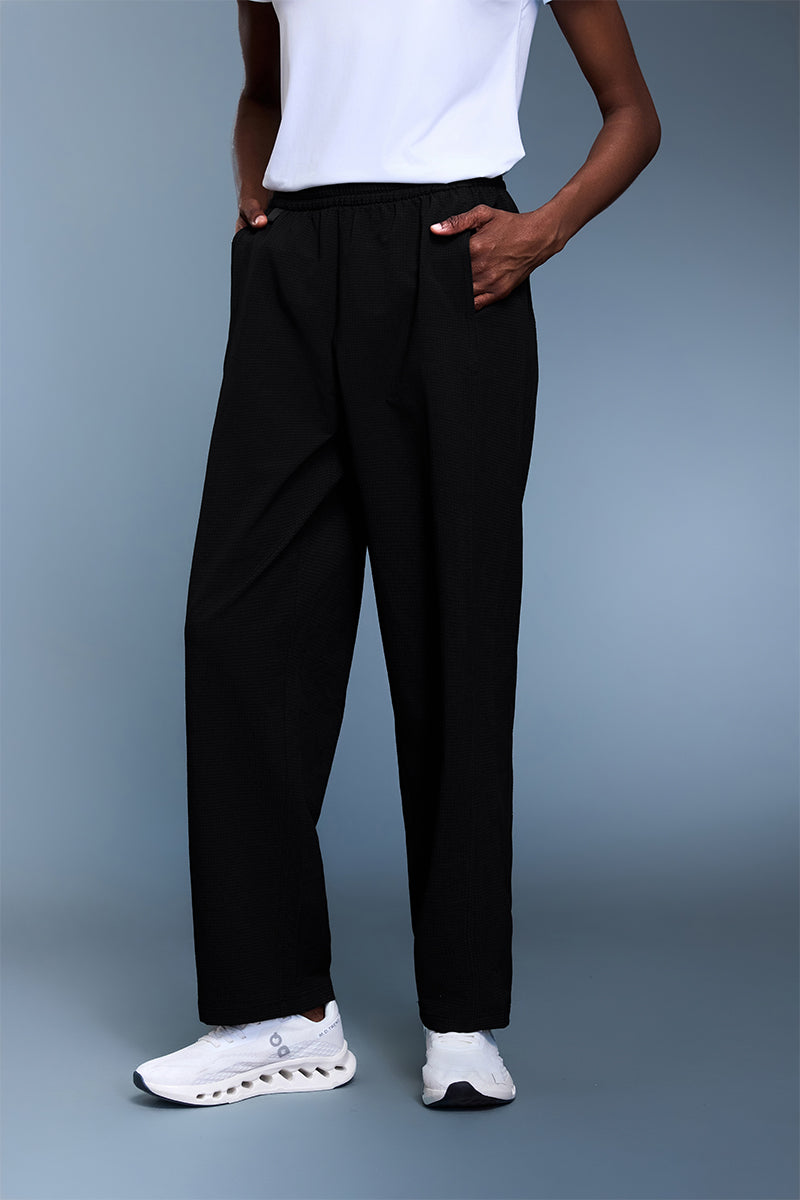 Women High Waist Fleece Lined Windproof Loose Fit Straight Leg Workout Pants