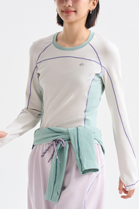 Women's Fall Slim-Fit Stripe Contrast  Long Sleeve T-Shirt