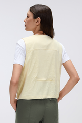 Women's Workwear Sleeveless  Drawstring Waist Cargo Vest