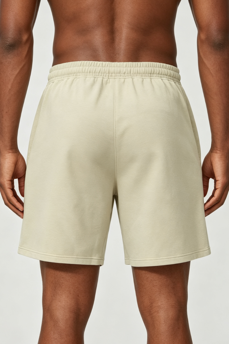 Men's 100% Cotton Solid Drawstring Loose Sports Shorts