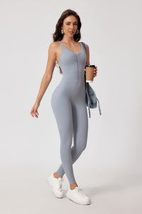 Women'S Zip-Brushed Yoga Exercise Quick-Drying Bodysuit