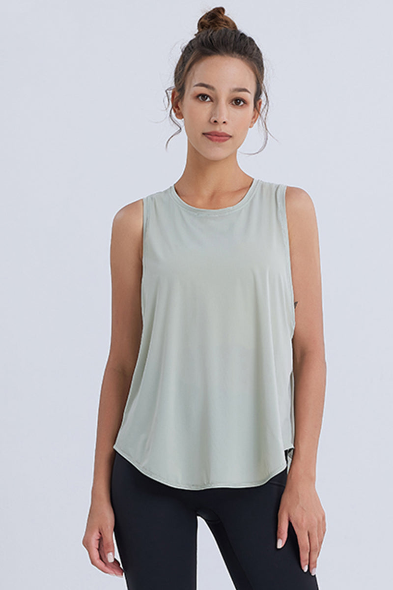 Solid Color Irregular Bottom Sports Tank Tops