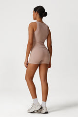 Women Slim Fit Quick-Dry Yoga Set: V-Neck Tank + High Waist Shorts
