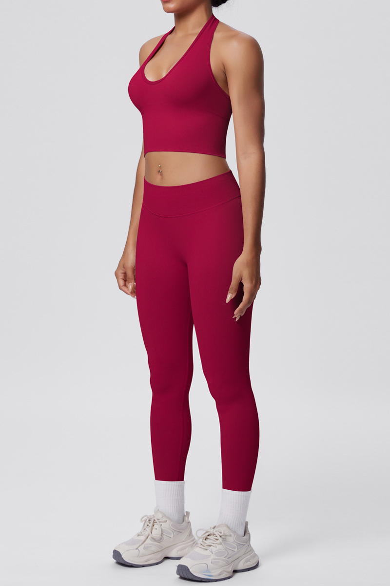Women's Seamless Set:Halterneck Bra And High Waist Leggings
