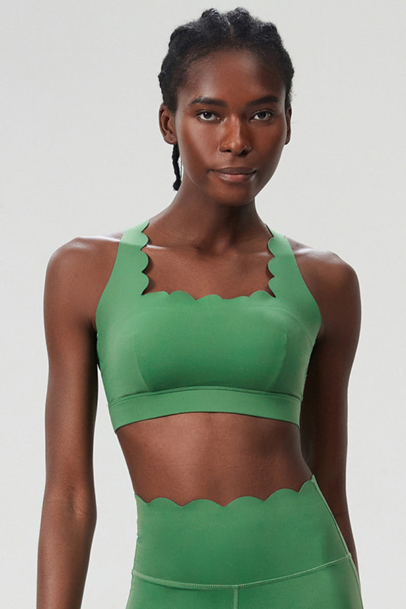 Women Wave-Edge Double-Strap High-Impact Quick-Dry Sports Bra
