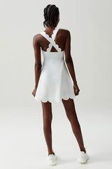 Women Wave-Trim Back-Cross Tennis Dress