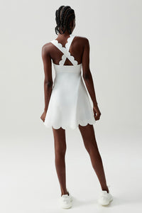 Women Wave-Trim Back-Cross Tennis Dress