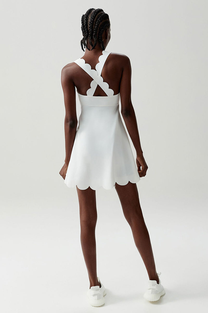 Women Wave-Trim Back-Cross Tennis Dress