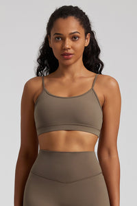 Solid Color Back Cut-Out Sports Bra