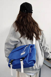 Unisex Streetwear Nylon Color-Block Flap Crossbody Bag