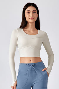 Women's Athletic Fixed Cup Longsleeve Crop Top